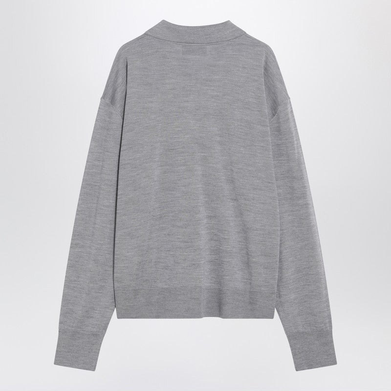 Ami Paris Grey Wool And Silk Polo Ami De Coeur Men - 2