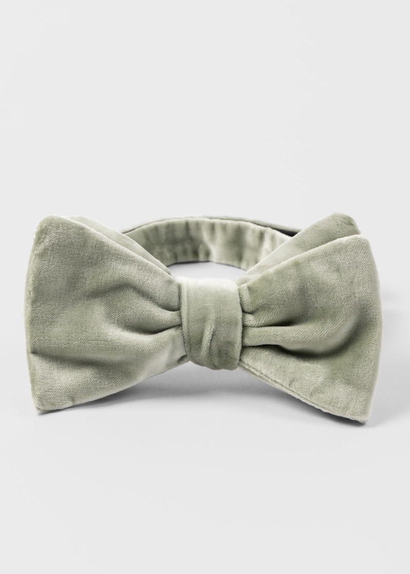 Paul Smith Pistachio Velvet Self-Tie Bow Tie outlook