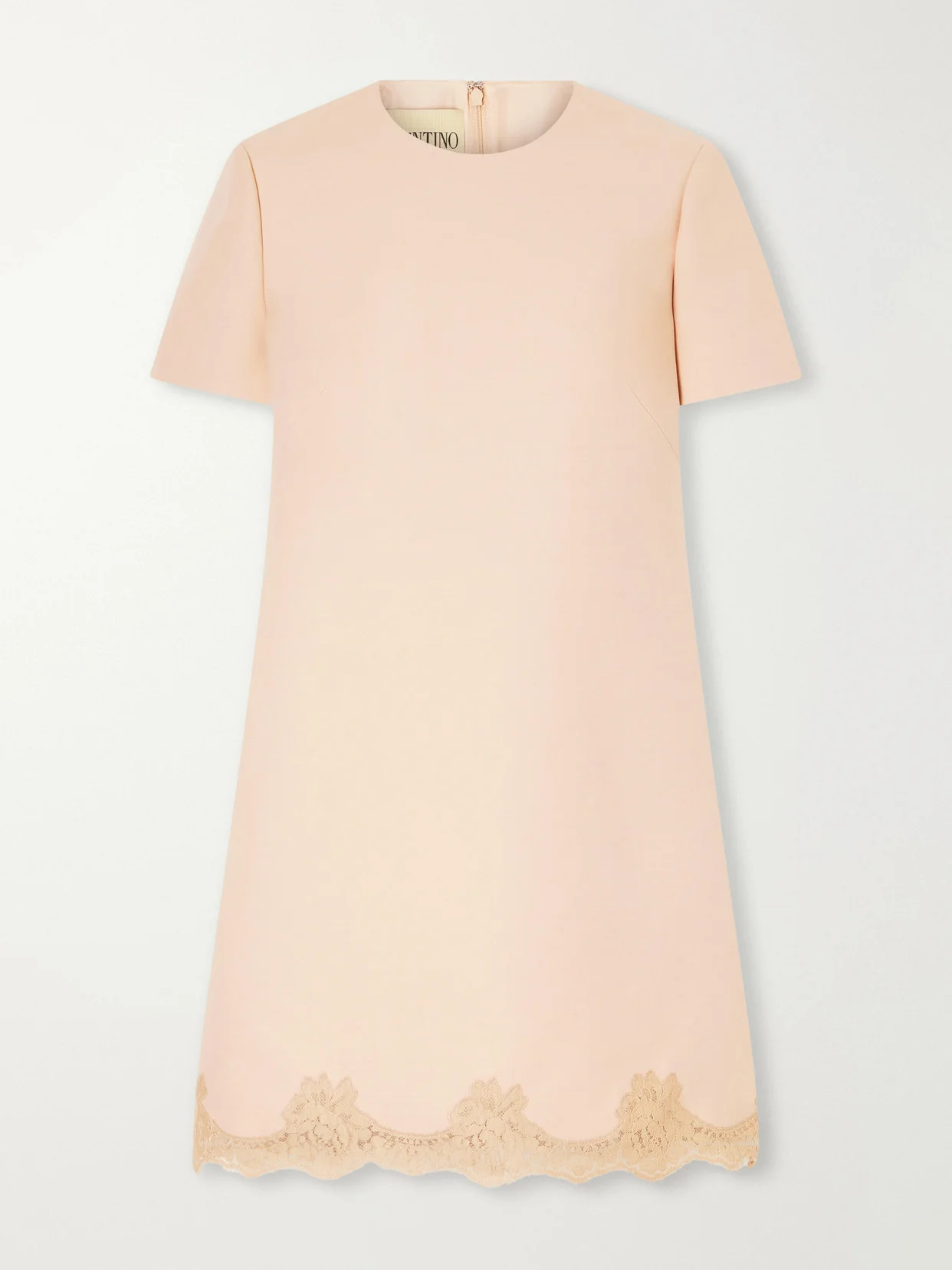 Lace-trimmed Wool And Silk-blend Crepe Mini Dress - 1