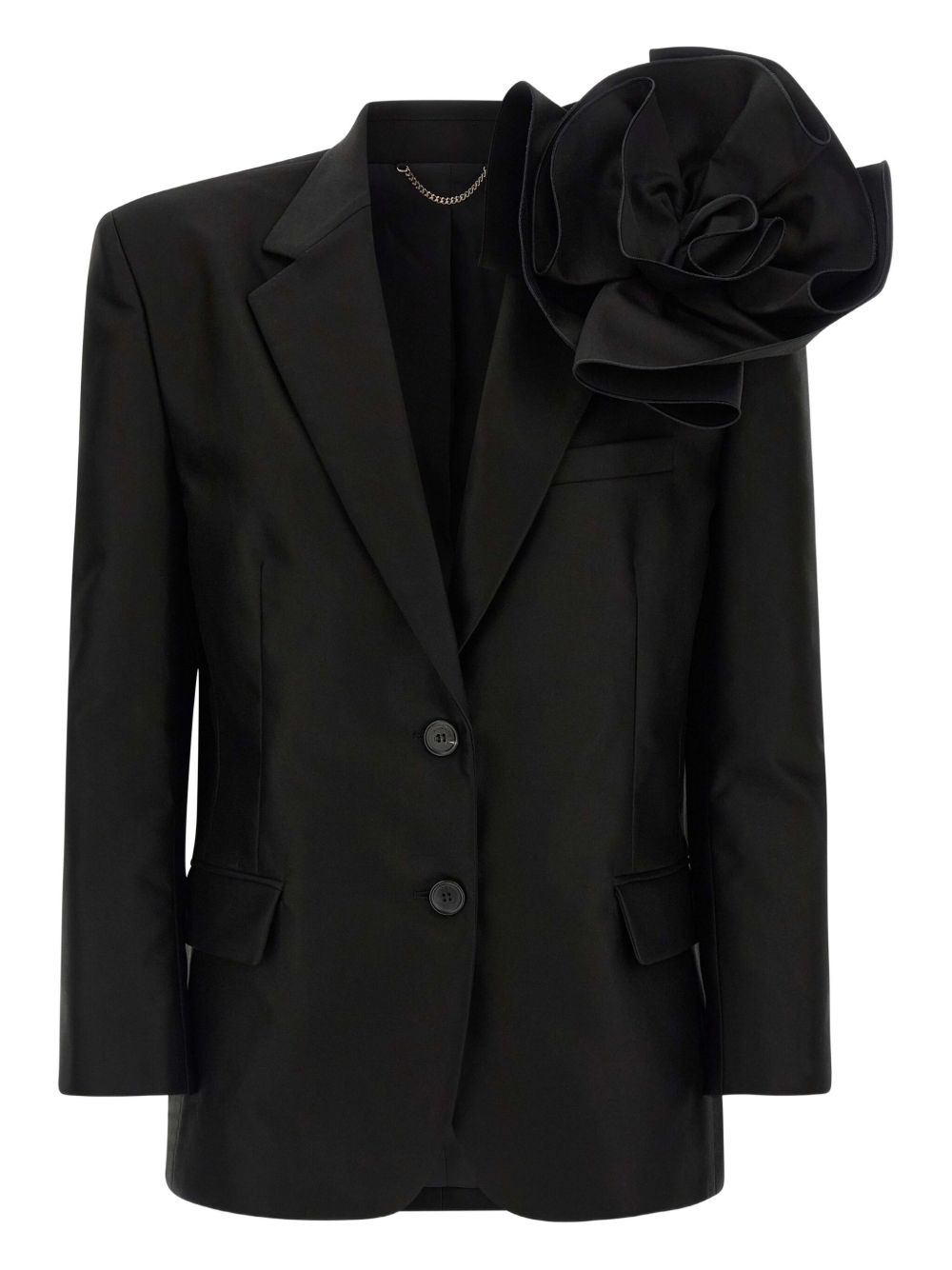 flower-appliqué single-breasted blazer - 2
