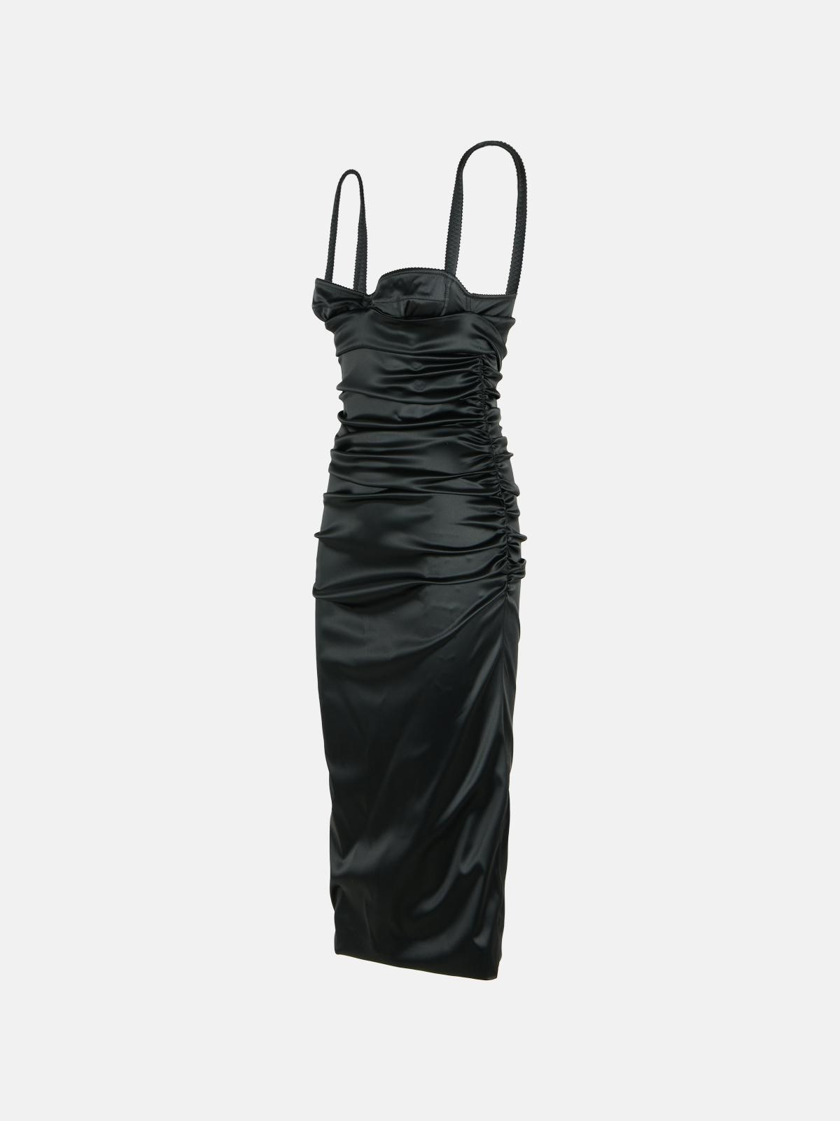 BLACK SILK BLEND DRESS - 2