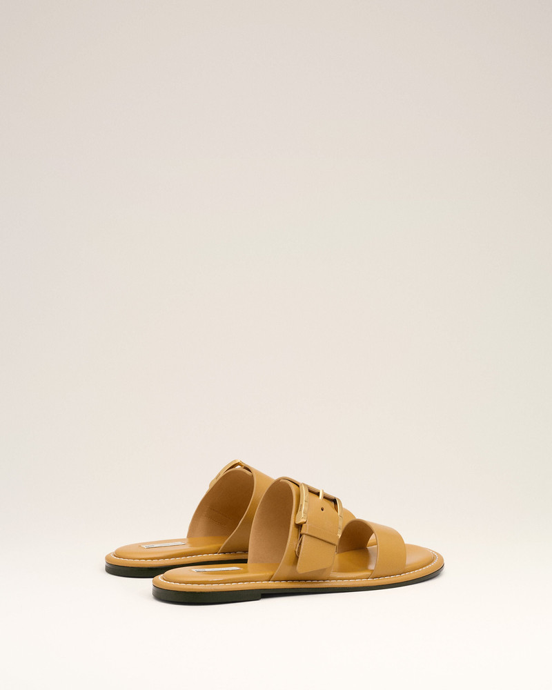 YELLOW COW LEATHER BUCKLE SANDALS 4