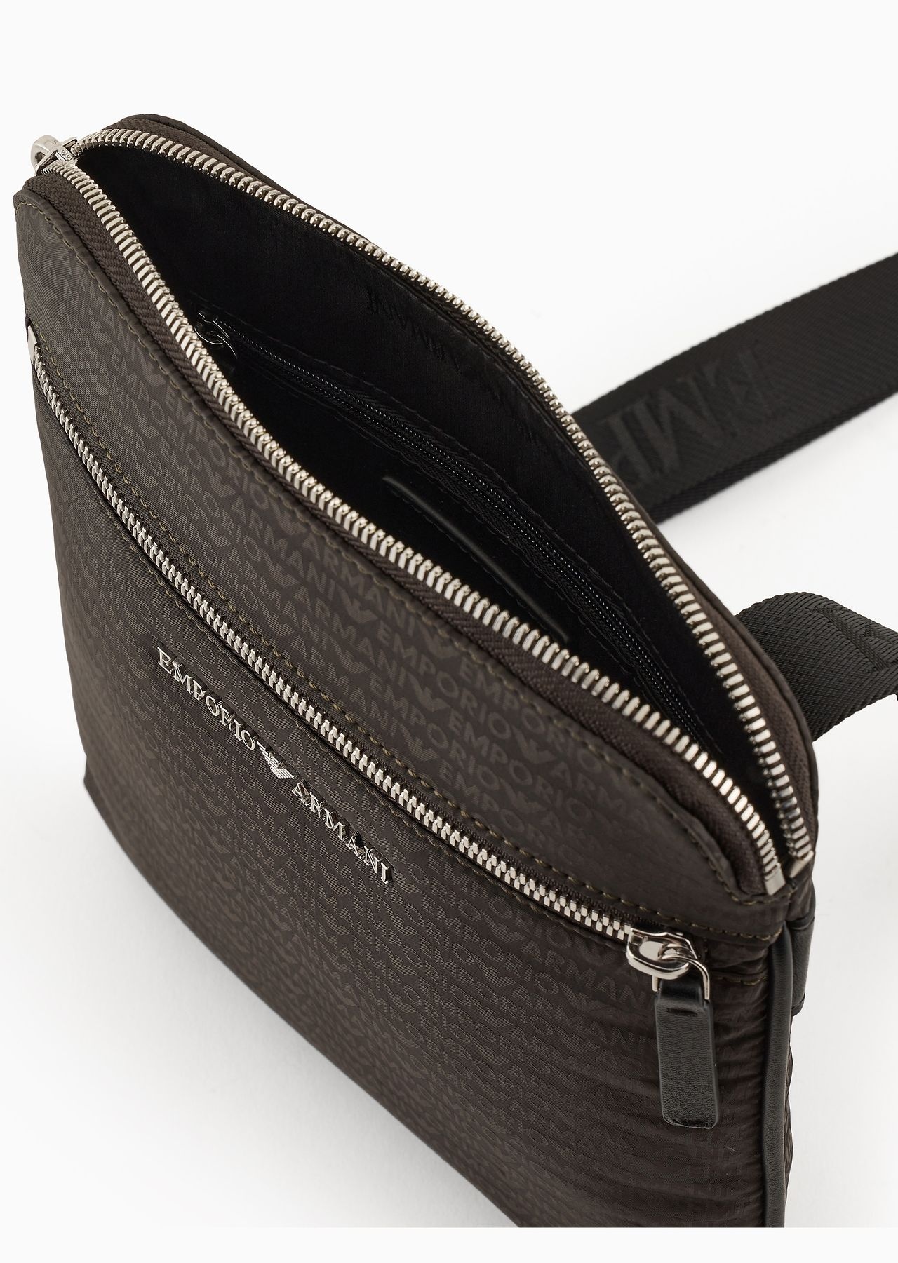 Flat shoulder bag in nylon with all-over jacquard logo lettering - 7