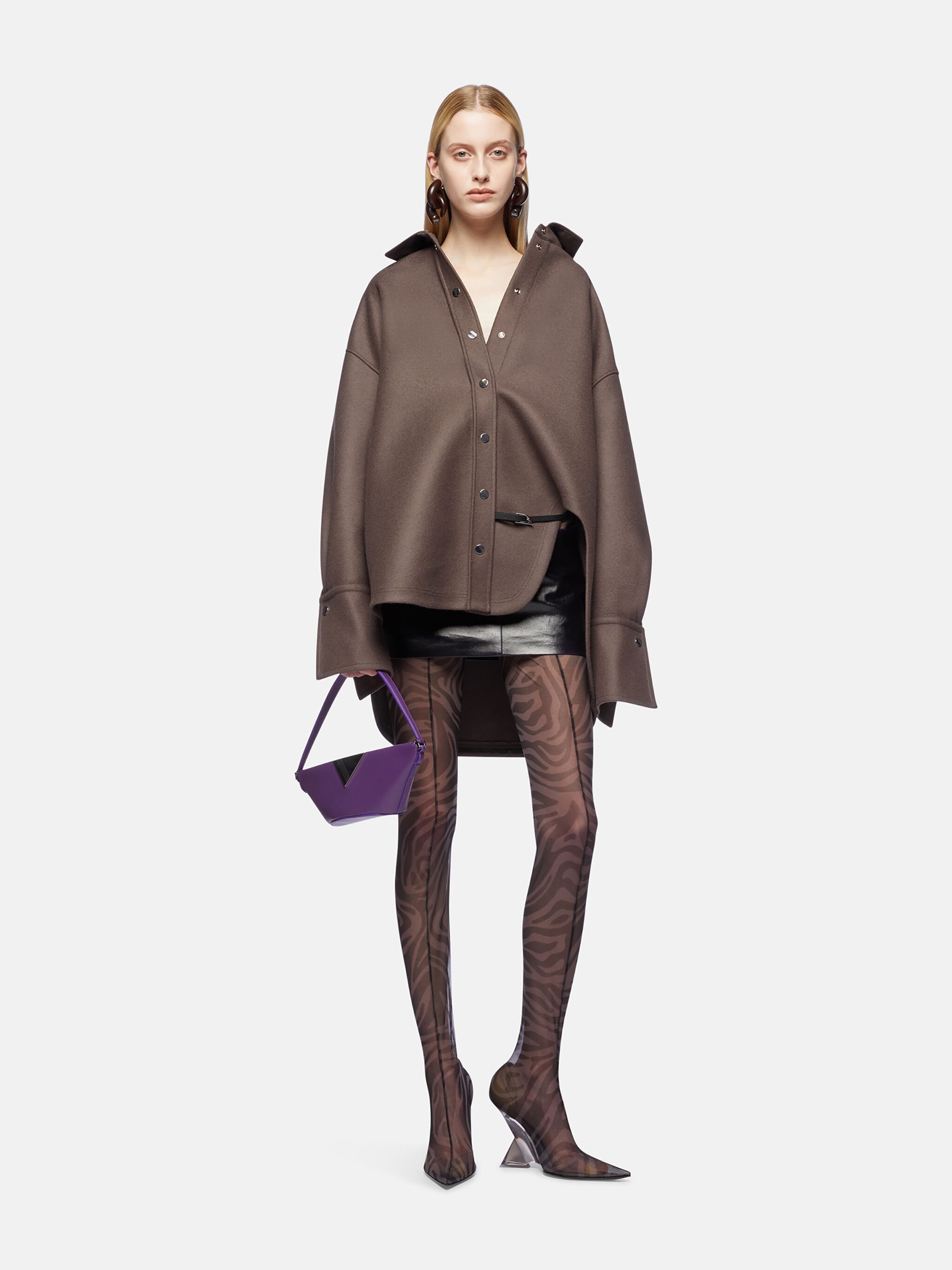 EGGPLANT AND BLACK MINI SKIRT - 2