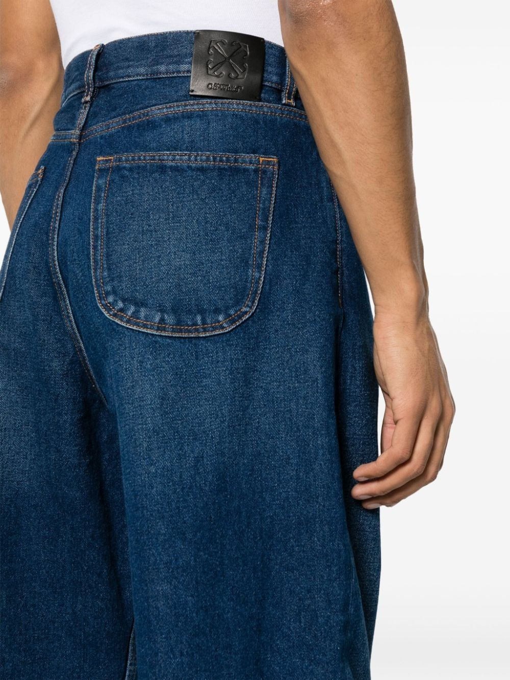 five-pocket back-patch jeans - 5