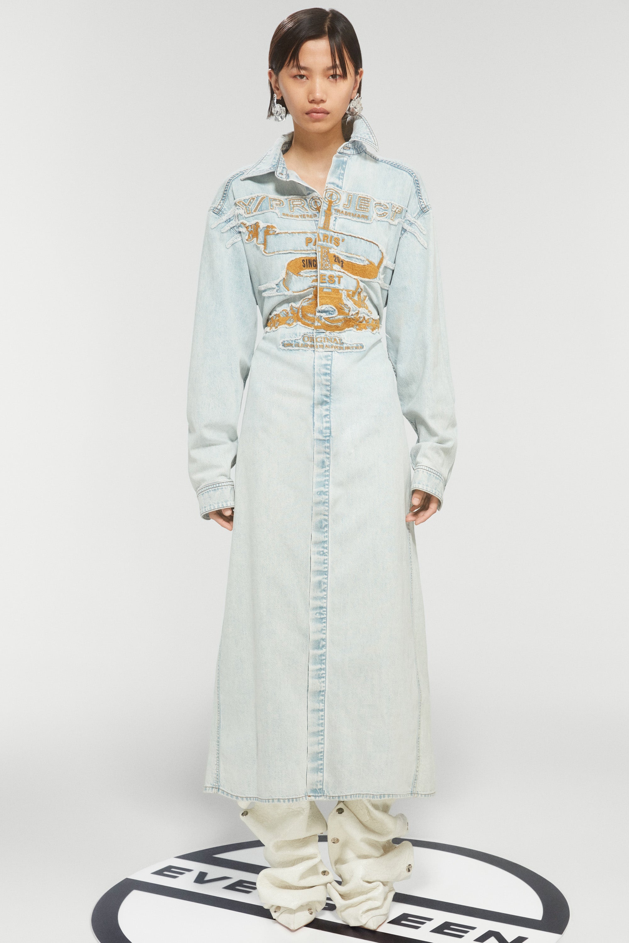 EVERGREEN PARIS BEST PATCH DENIM SHIRT DRESS - 5