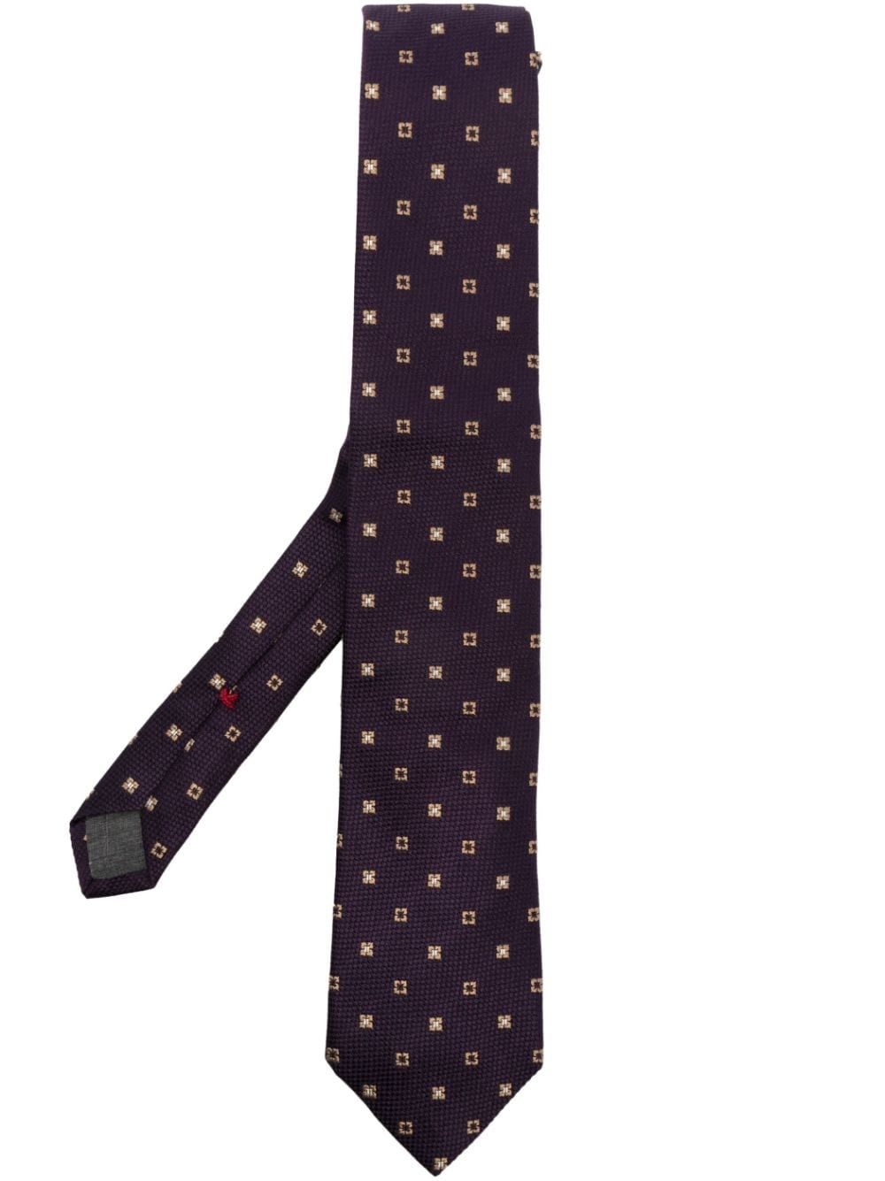 quatrefoil-pattern jacquard silk tie - 1