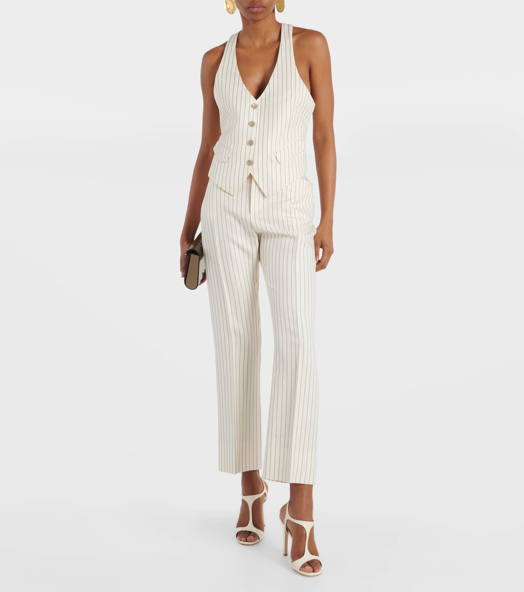 Pinstripe wool and silk-blend vest - 2