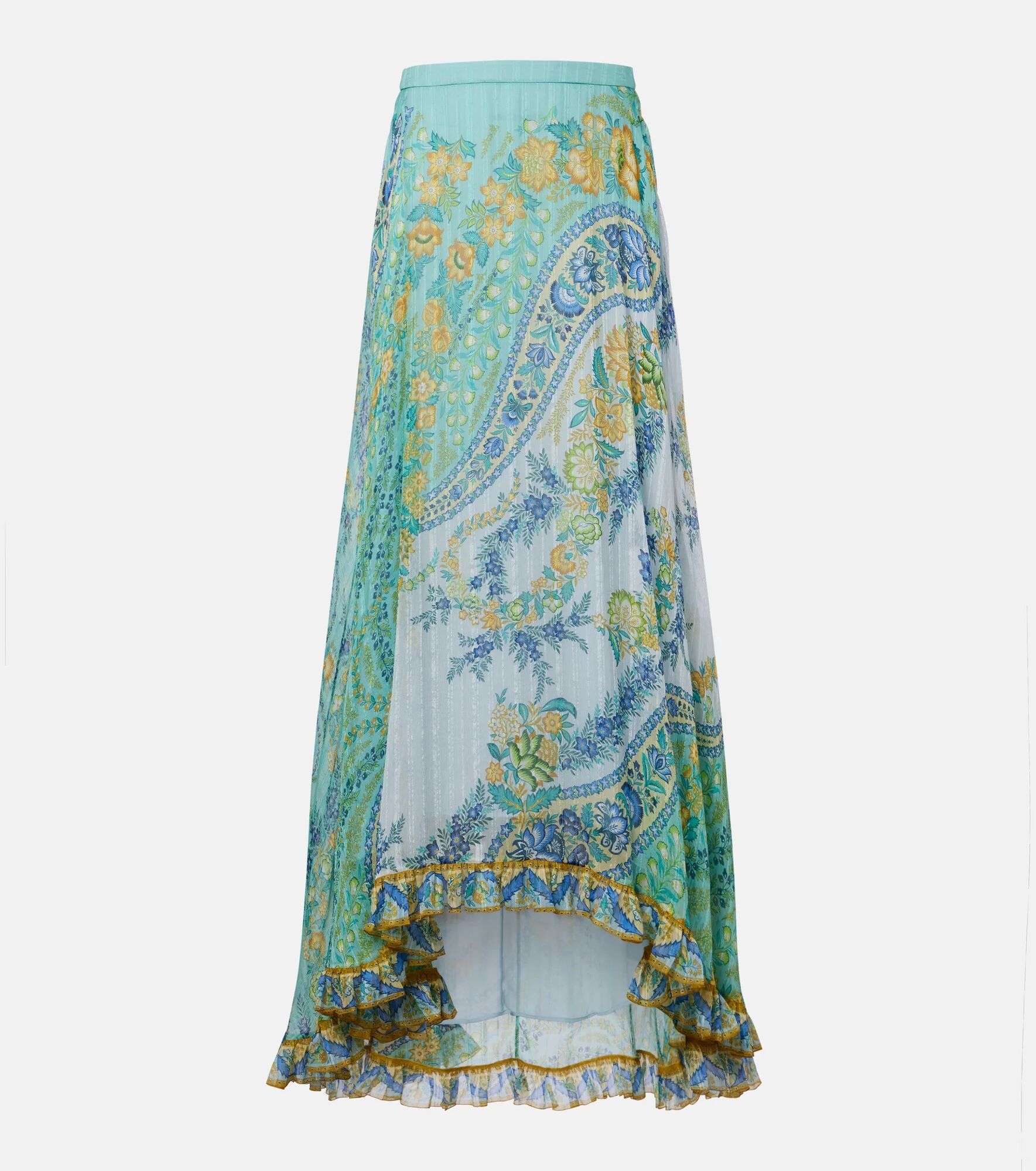 Floral asymmetric silk midi skirt - 1