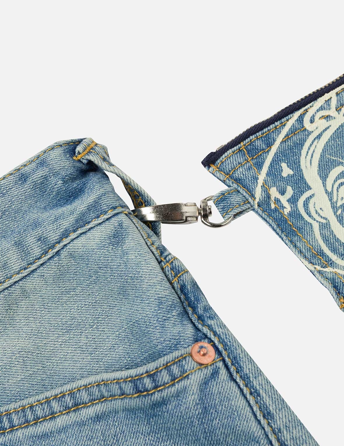 Multi-Pocket with Seagull Print 3D Fit Jeans - 13