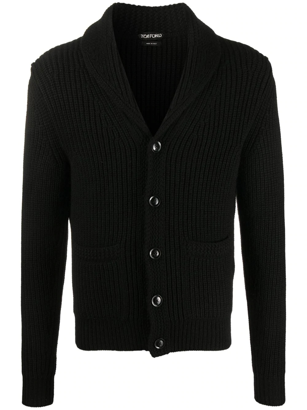 shawl lapel ribbed cardigan - 1