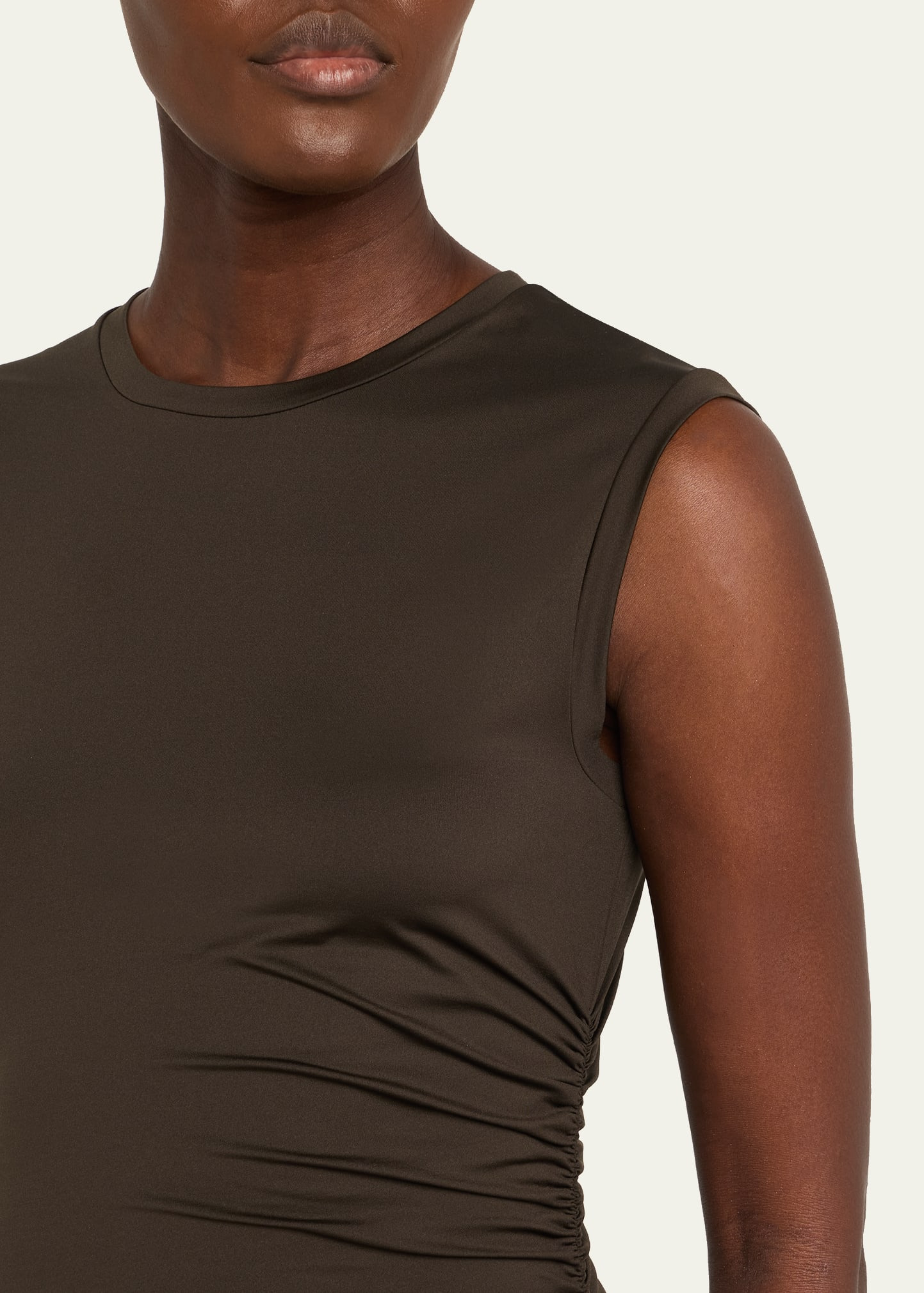 Ruched Fluid Jersey Sleeveless Maxi Dress - 5