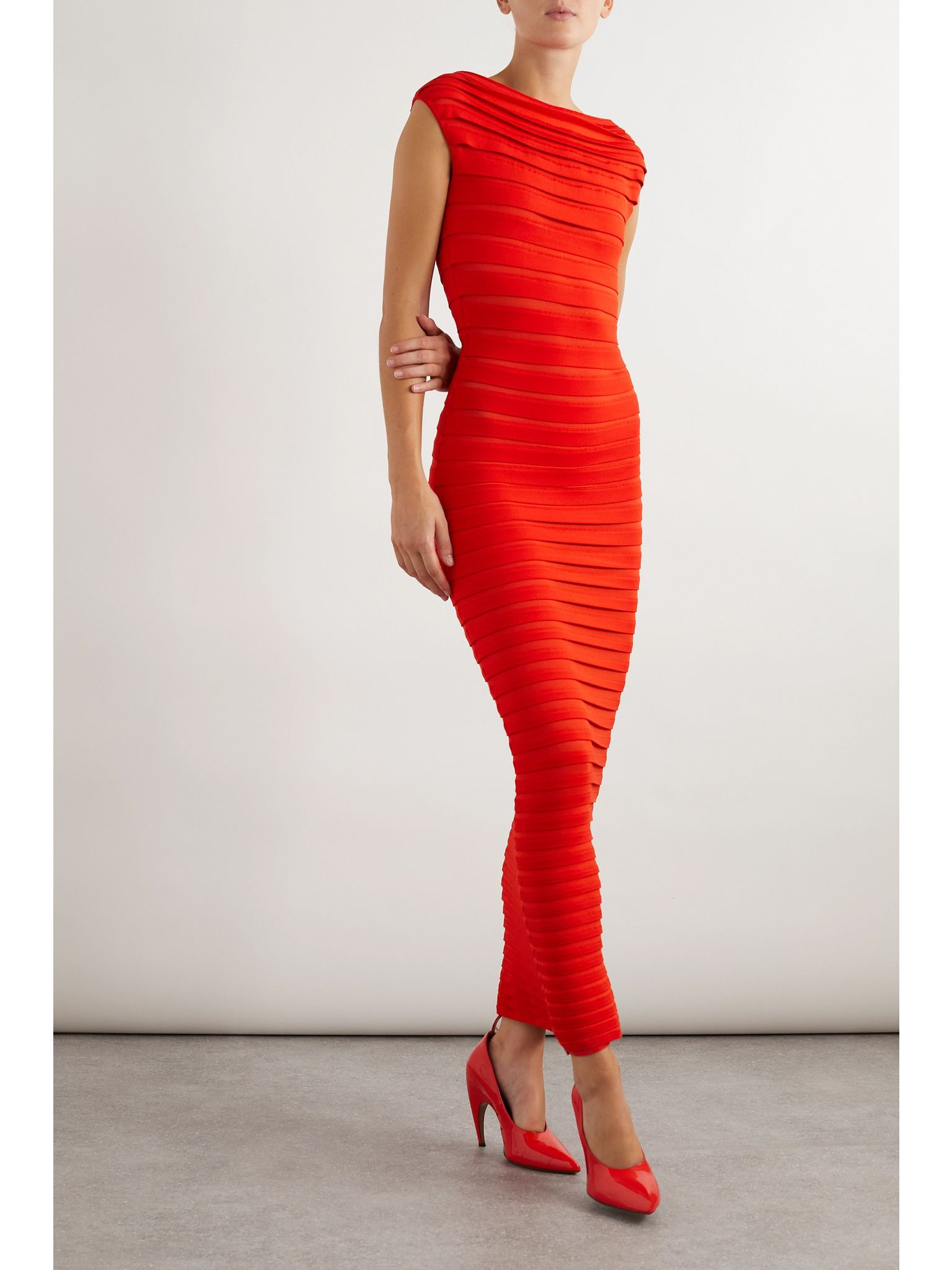 Layered knitted maxi dress Red - 2