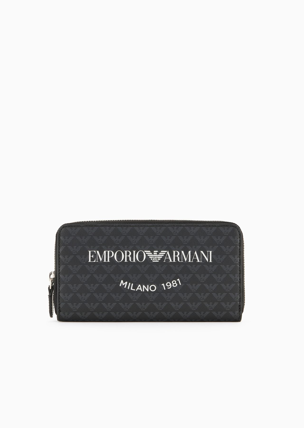 Zip-around wallet with all-over eagle and Milano 1981 logo print - 1