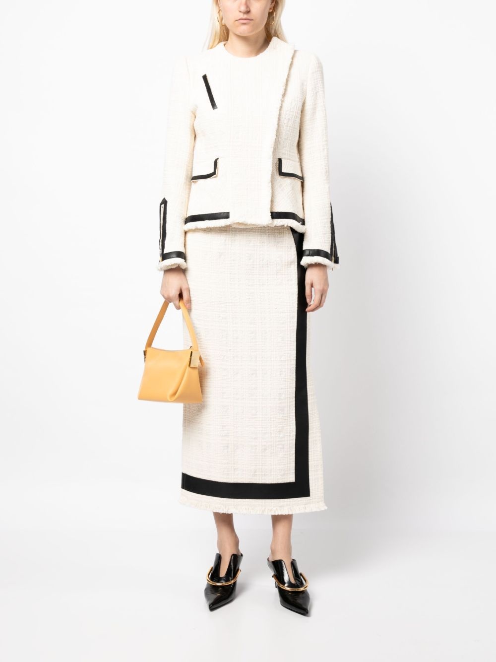 long-sleeve tweed biker jacket - 2