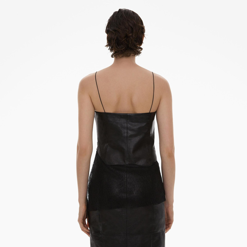 LACE-TRIMMED LEATHER TANK TOP 4