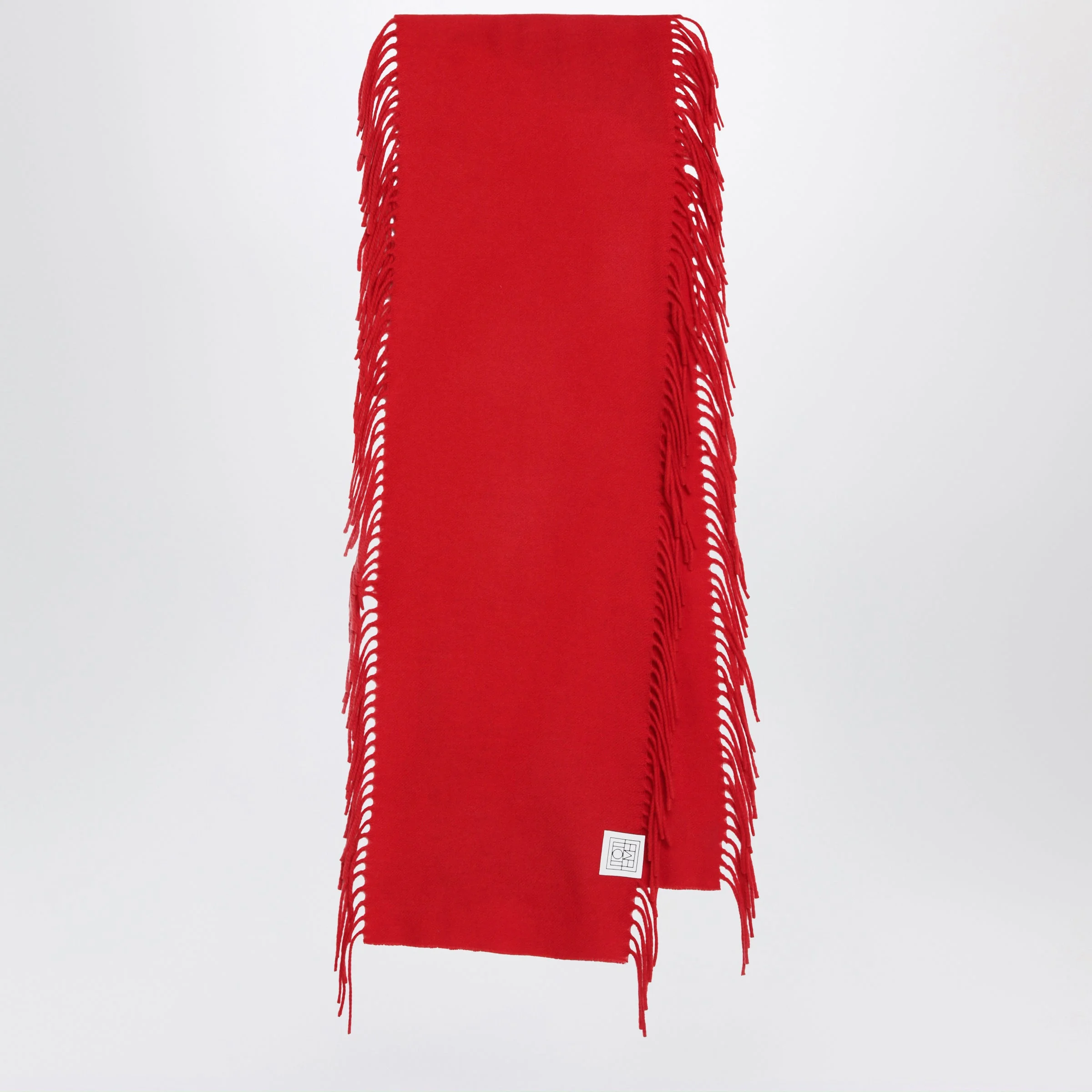 Red wool and cashmere scarf - 1