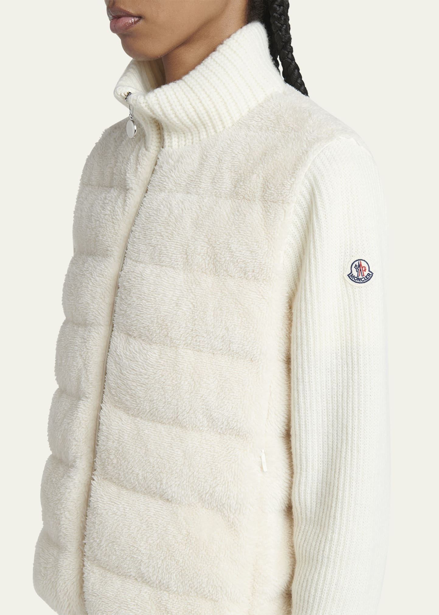Quilted Combo Zip-Front Cardigan - 5