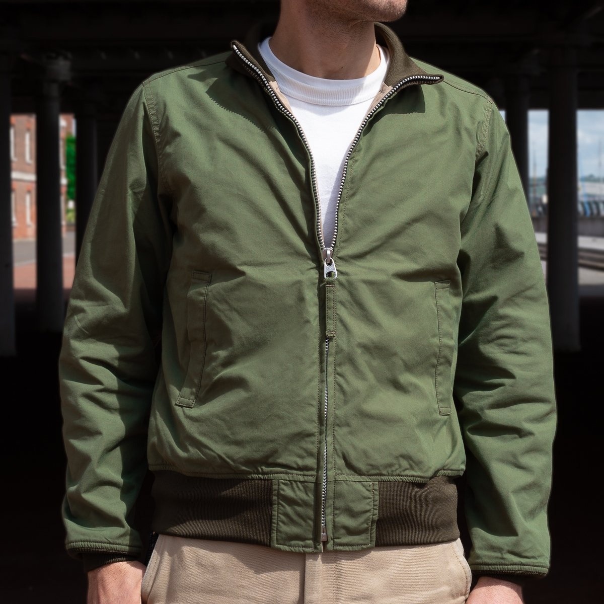 IHJ-130-OLV-NP Reversible Tanker Jacket - Olive - 4