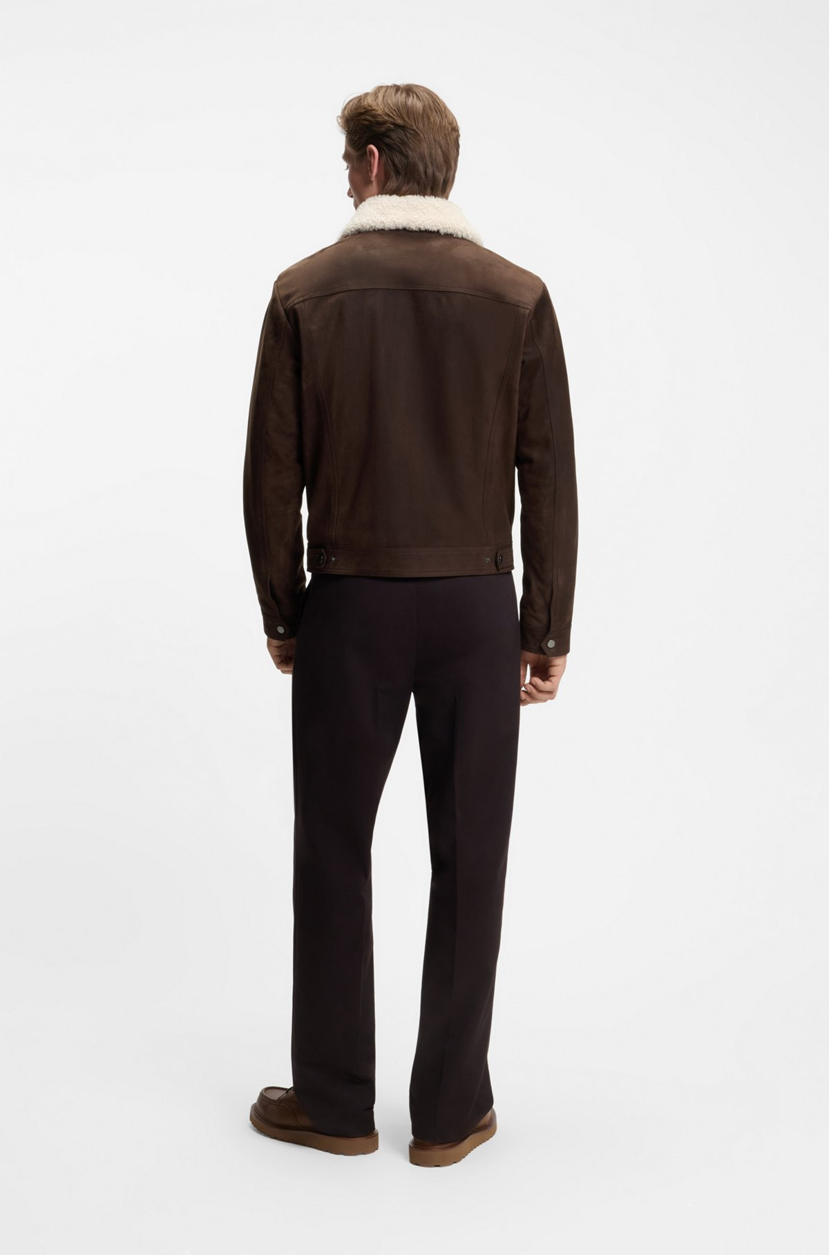 BECKHAM X BOSS LEATHER JACKET WITH FUR COLLAR - 4