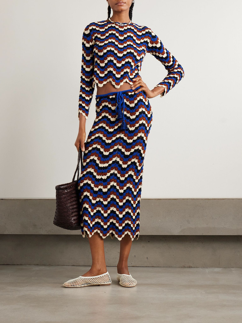 ESCVDO Safi cropped crocheted organic cotton top Blue outlook