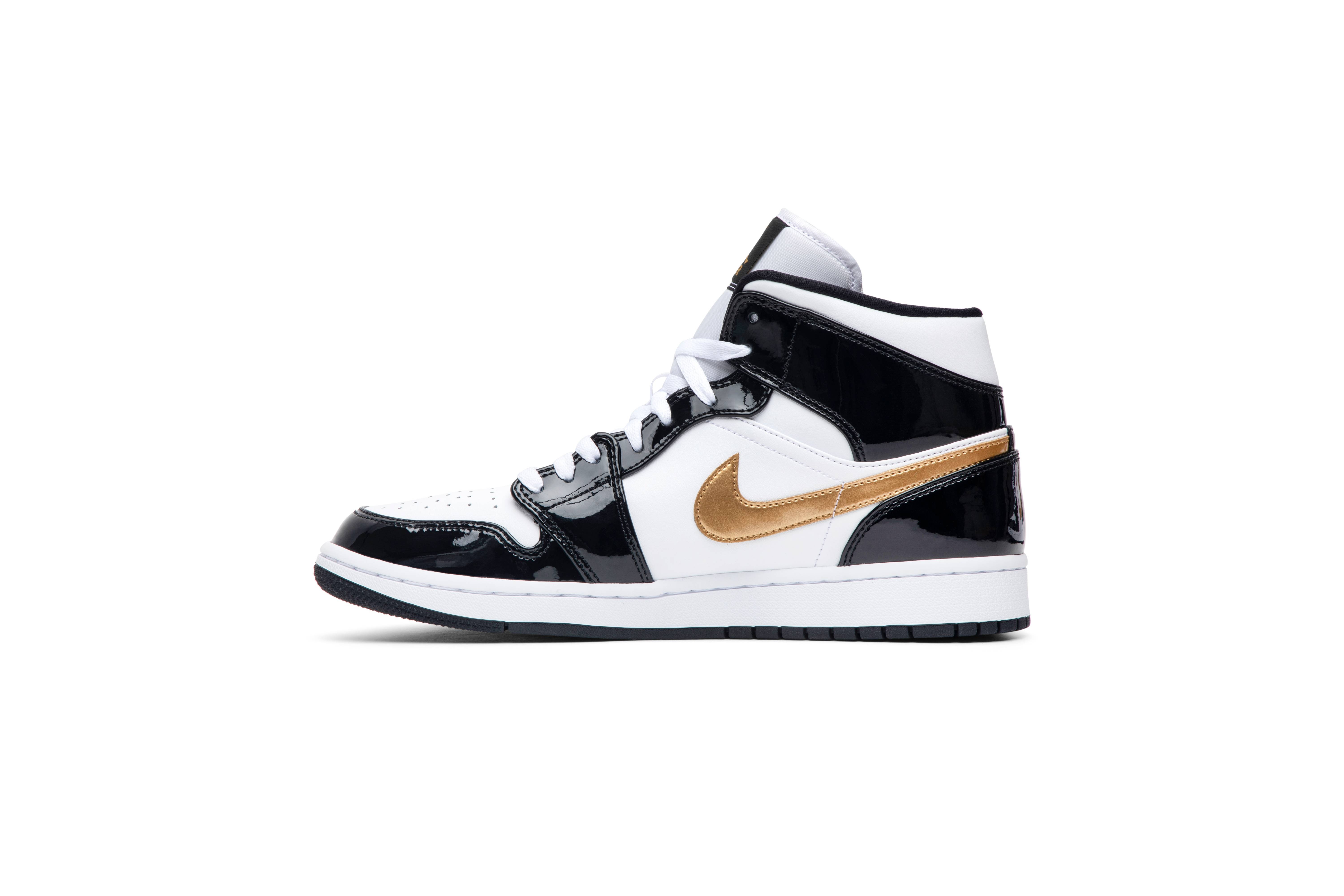 Air Jordan 1 Mid Patent 'Black Gold' - 3