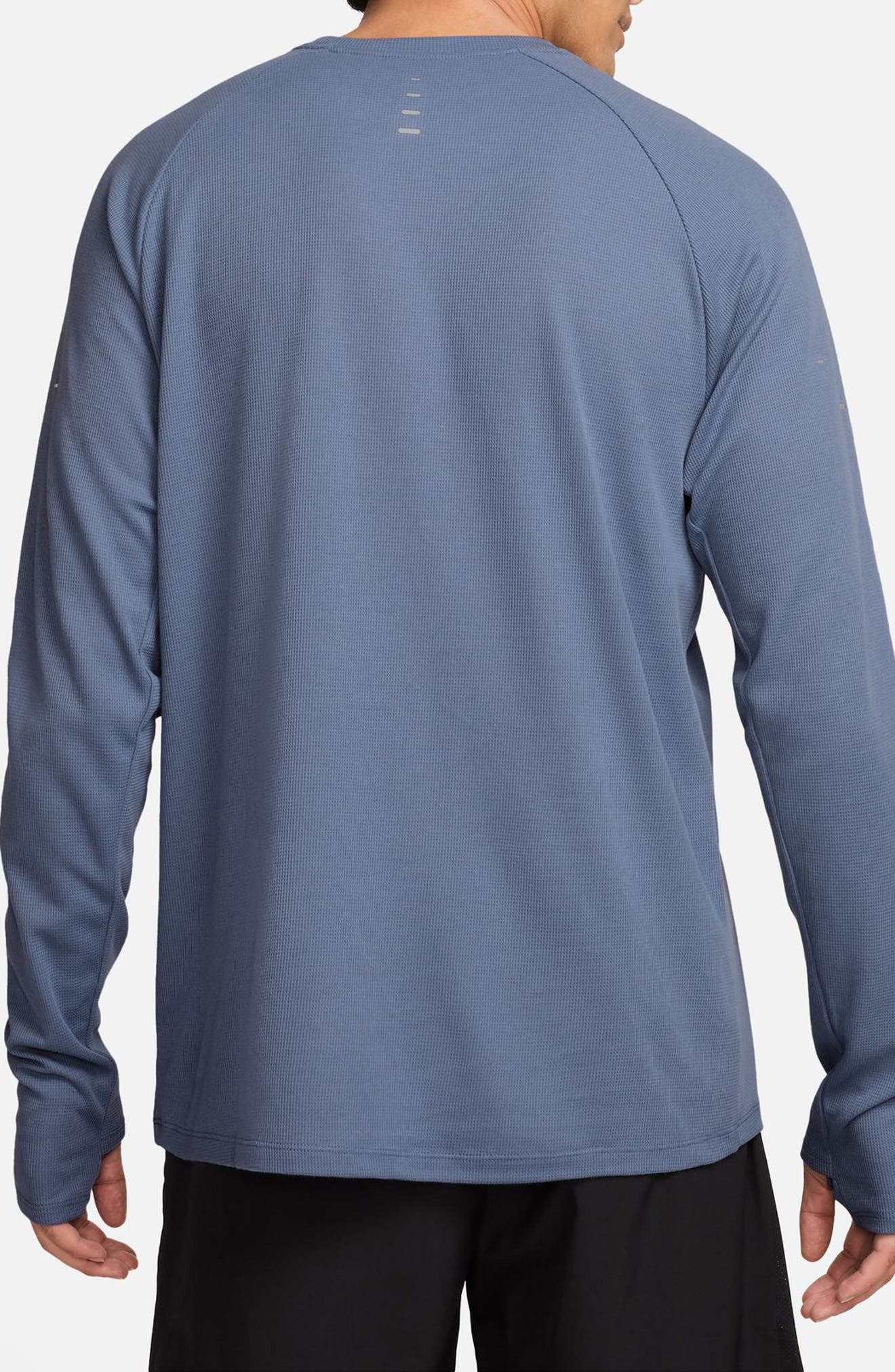 Nike Stride Dri-FIT Long Sleeve Waffle Crewneck Running Short in World Indigo/Reflective Silv at Nor - 2