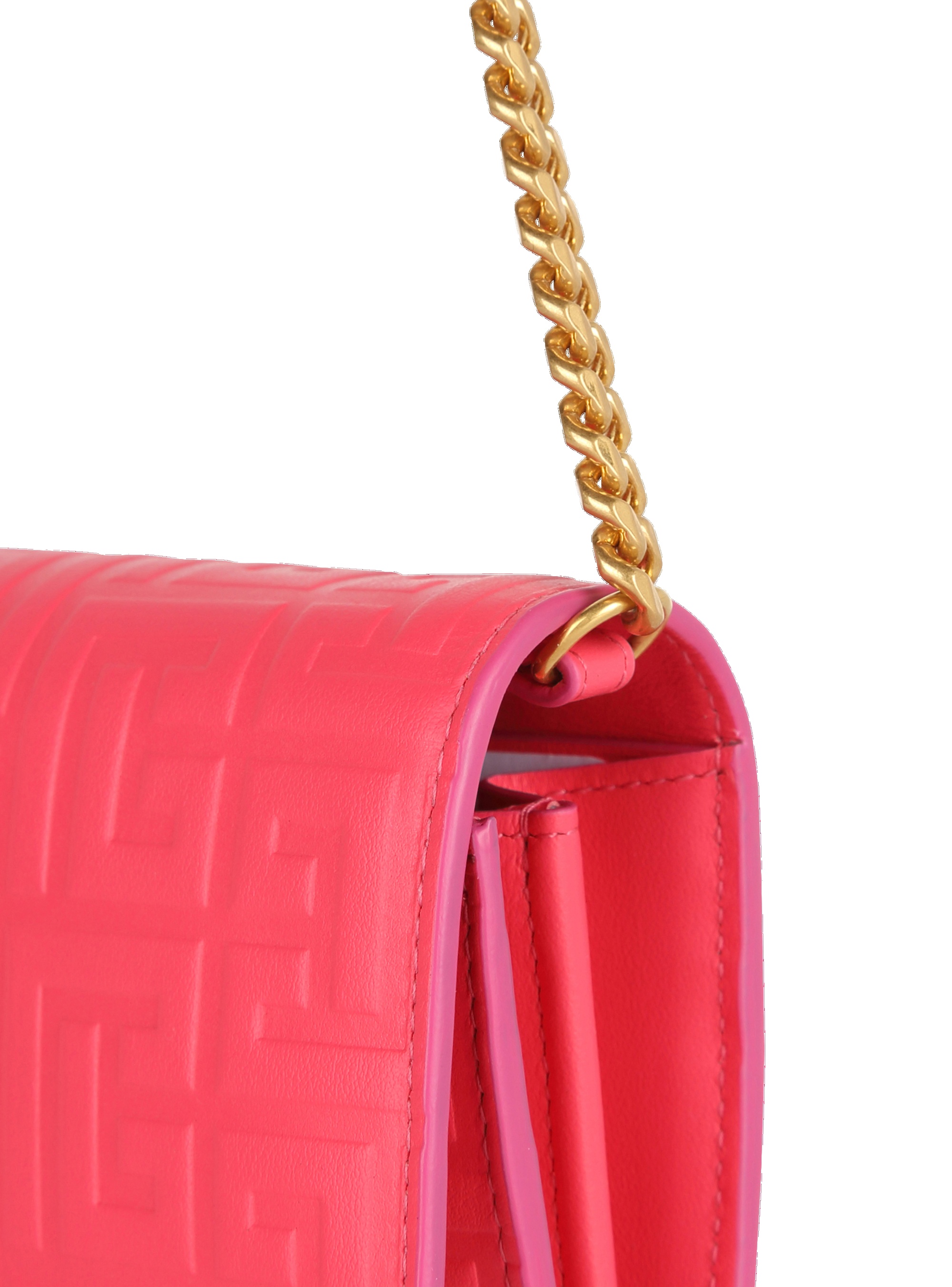Debossed leather 1945 wallet with Balmain monogram and chain - 3