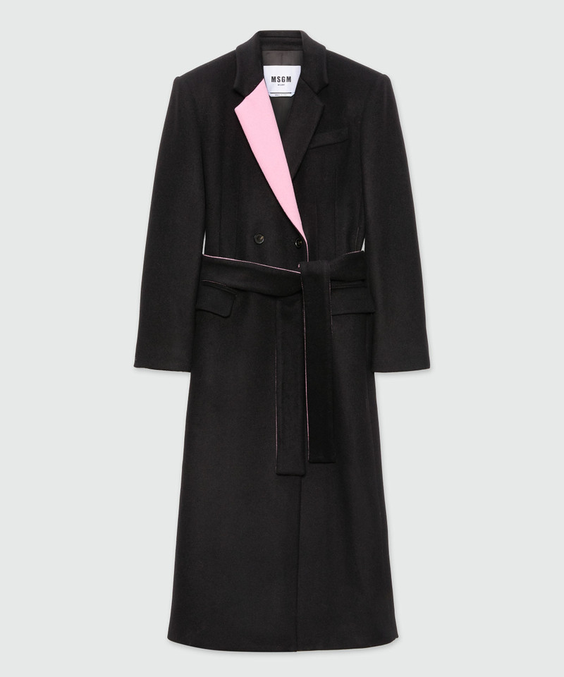 Black wool coat with contrasting details 1