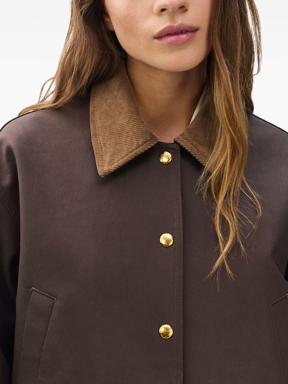 corduroy-collar button jacket - 5