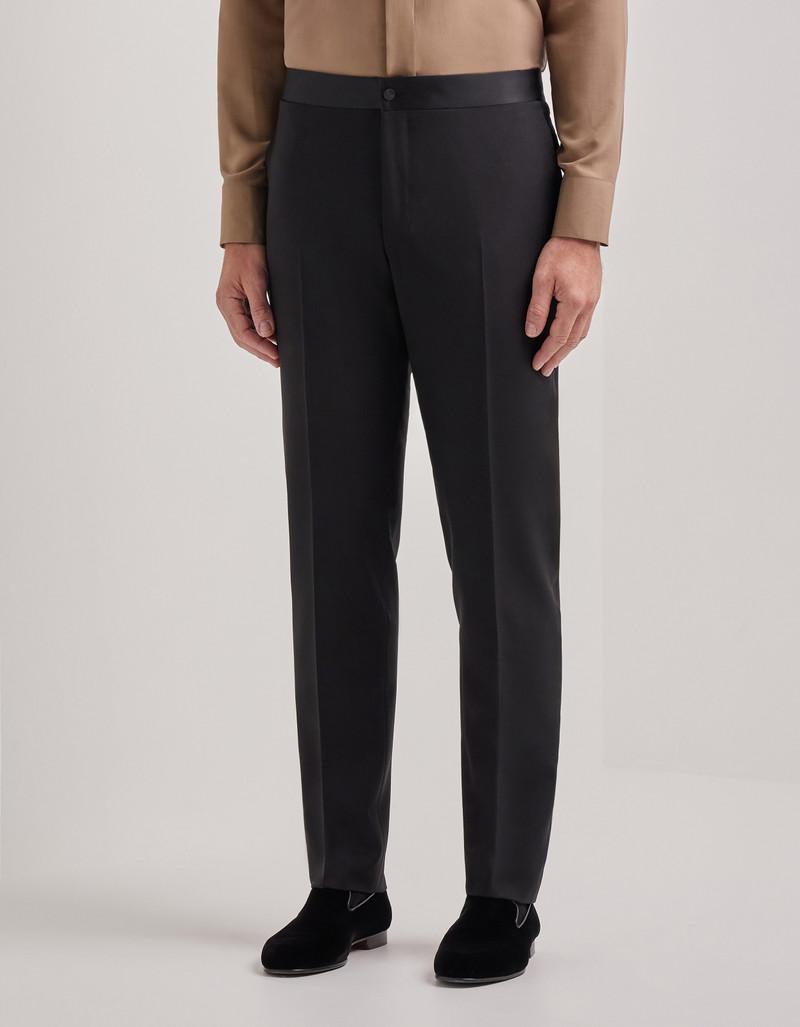 BLACK TROUSERS IN PURE WOOL WITH SATIN SIDE STRIPE 3