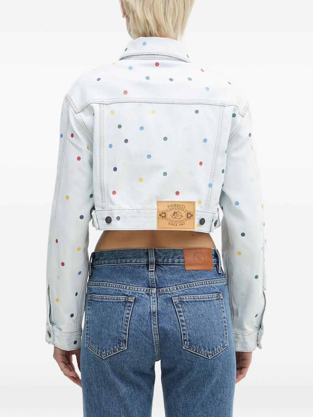 polka-dot denim jacket - 3