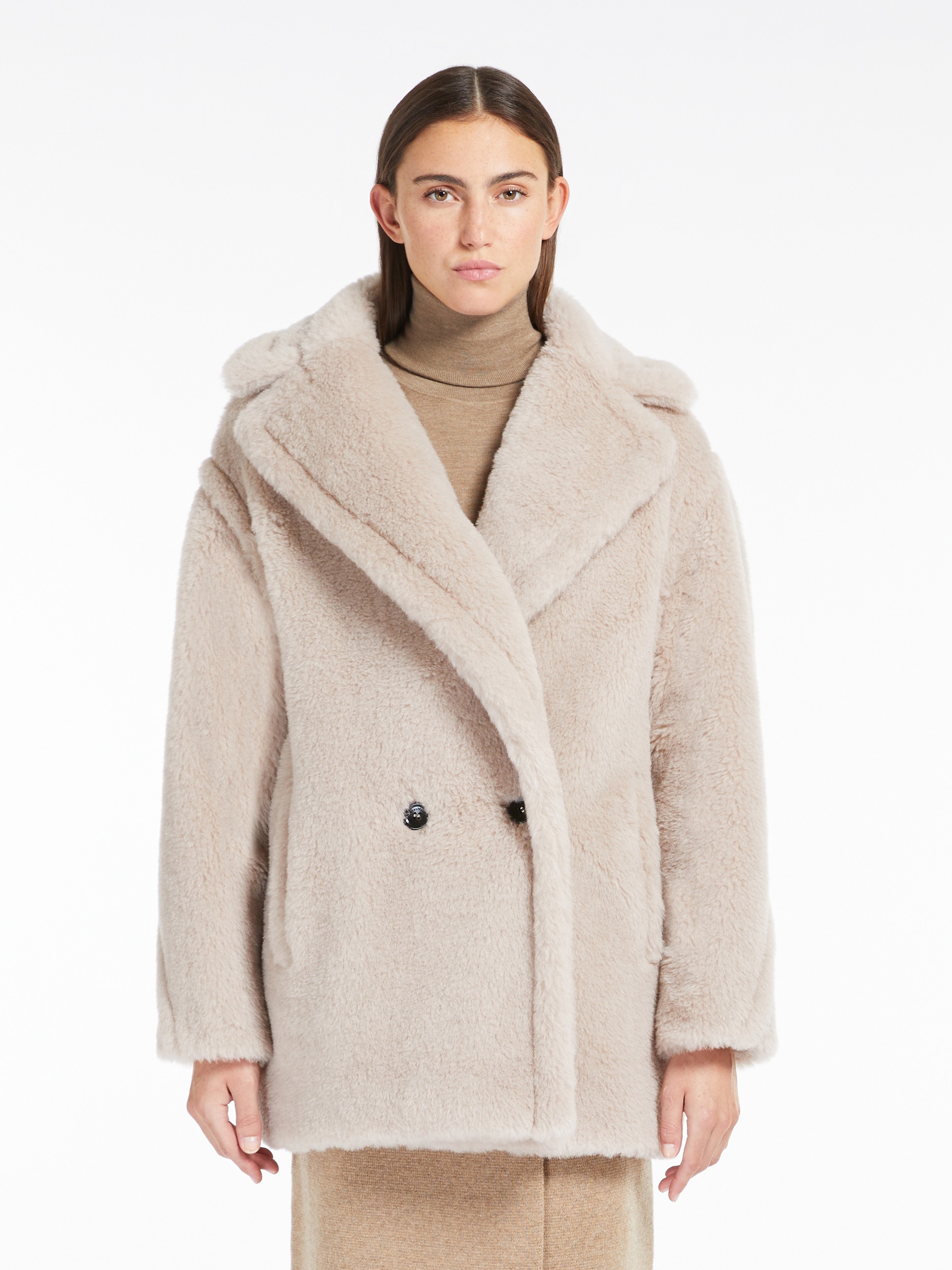 OLGA Short Teddy Bear Icon Coat in alpaca and wool - 3