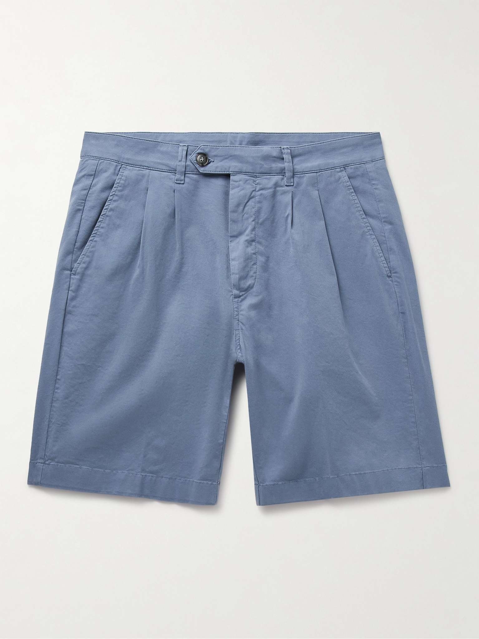 Straight-Leg Pleated Cotton-Blend Twill Bermuda Shorts - 1