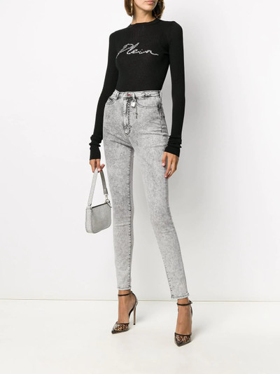 PHILIPP PLEIN crystal-embellished logo rib top outlook