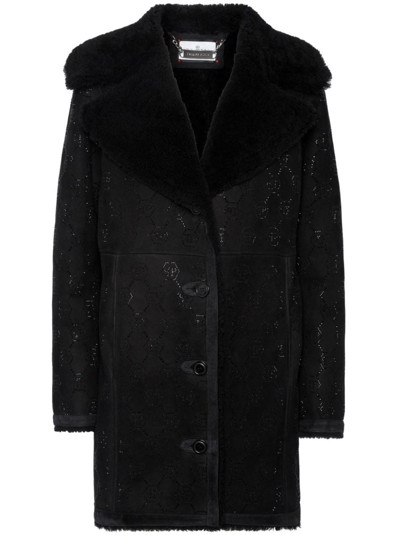 monogram-pattern shearling 외투 1