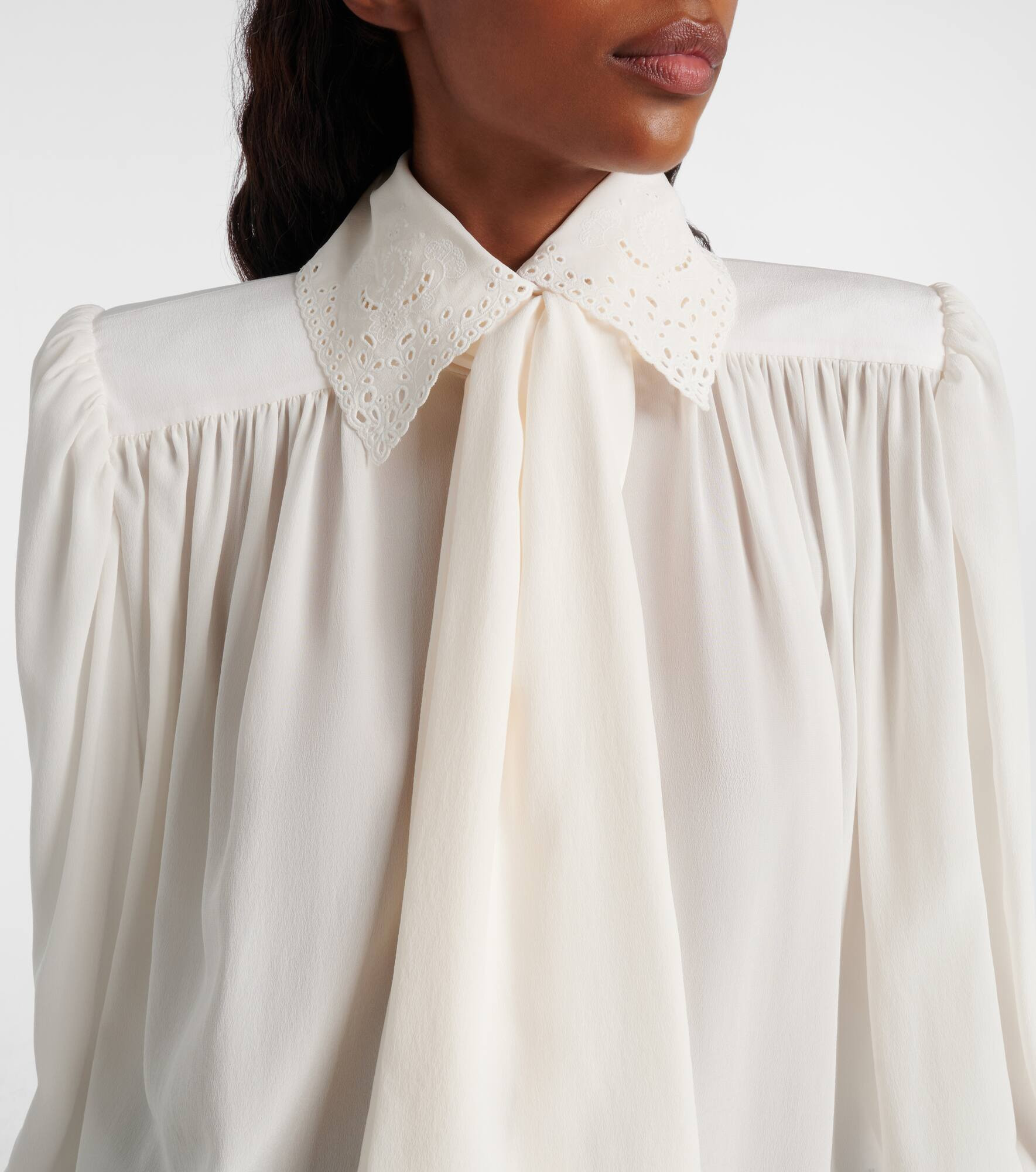 Scarf-detail silk crêpe de chine blouse - 4