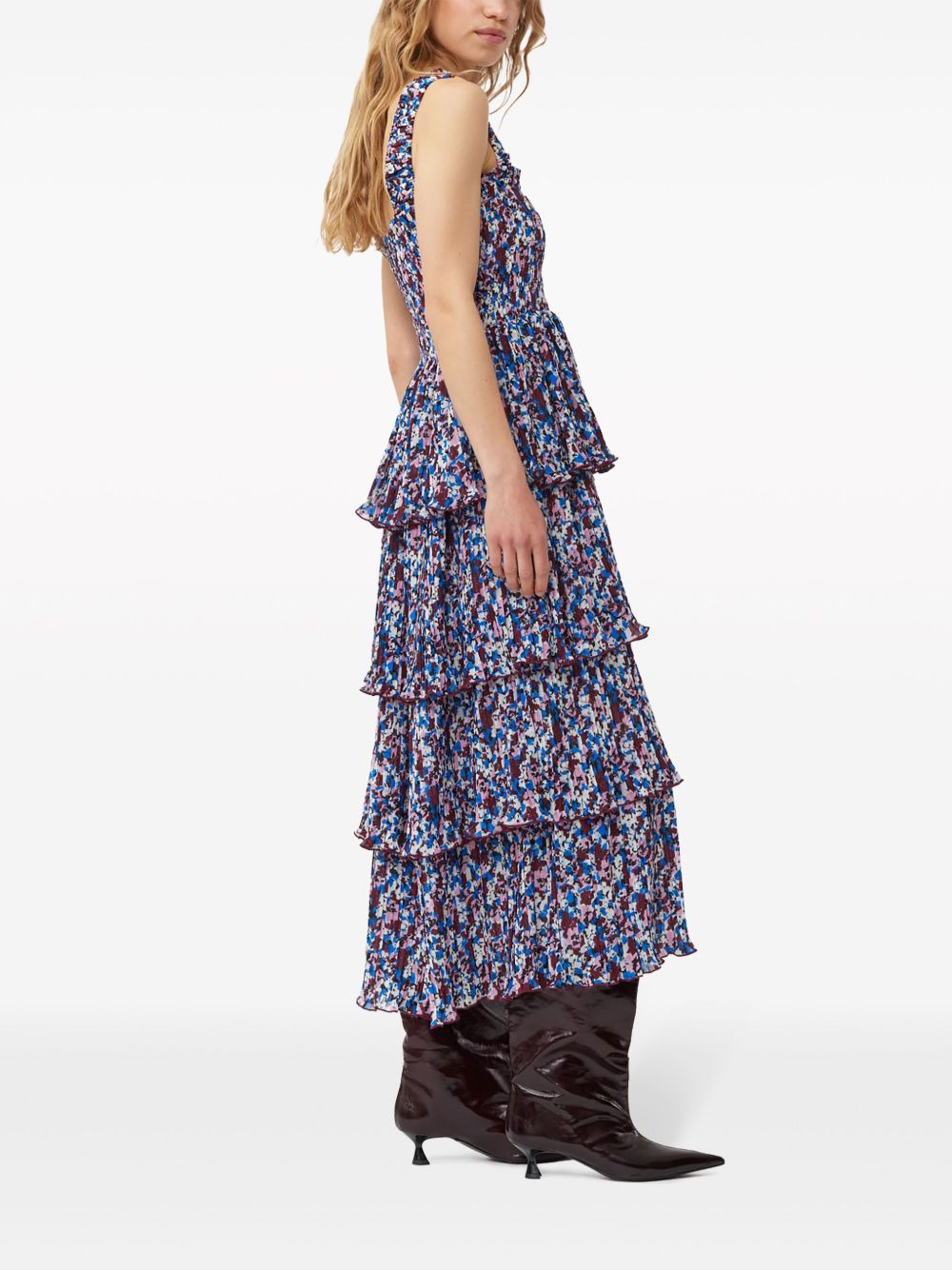floral-print layered midi dress - 3