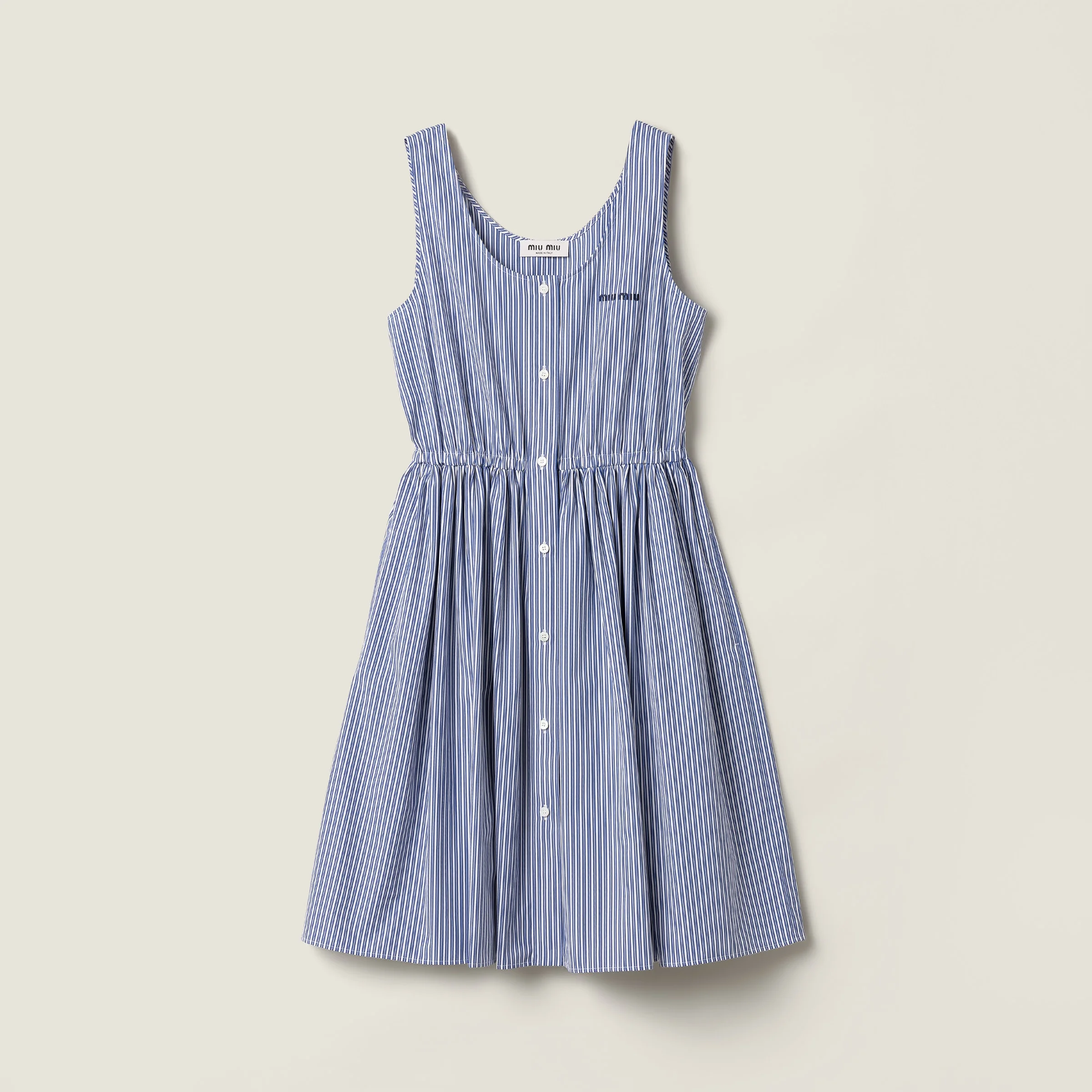 Vertical stripe poplin mini-dress - 1