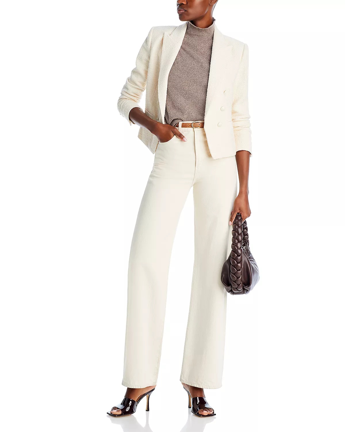 Brooke Double Breasted Cropped Tweed Blazer - 6