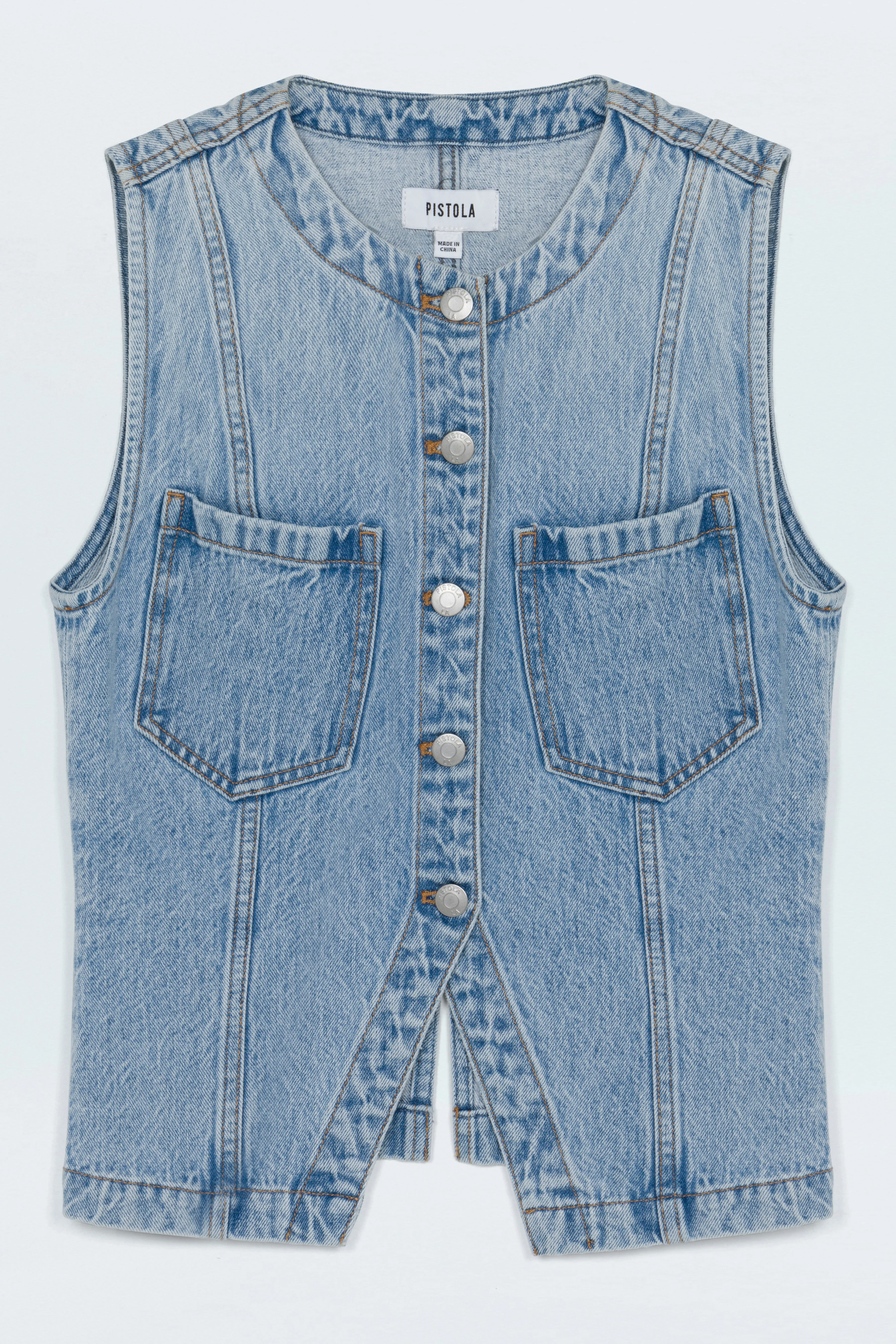 GIA FITTED COLLARLESS VEST - GAZE - 1
