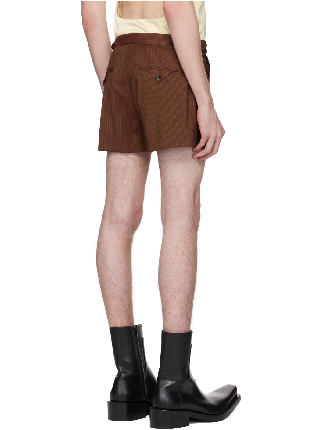 Brown Double Buckle Shorts - 3