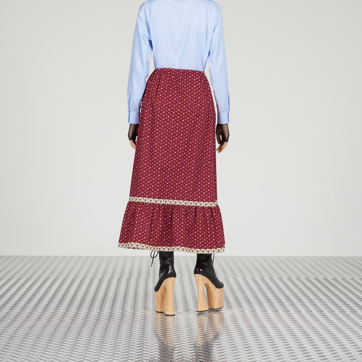 Flower print cotton skirt - 7