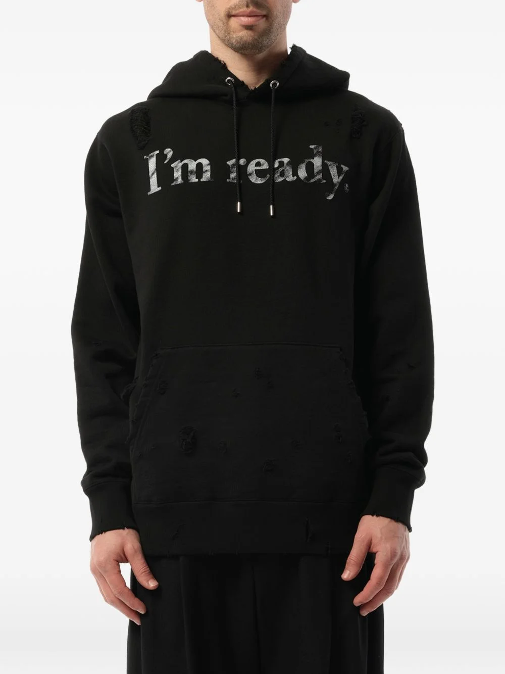 distressed graphic-print hoodie - 1