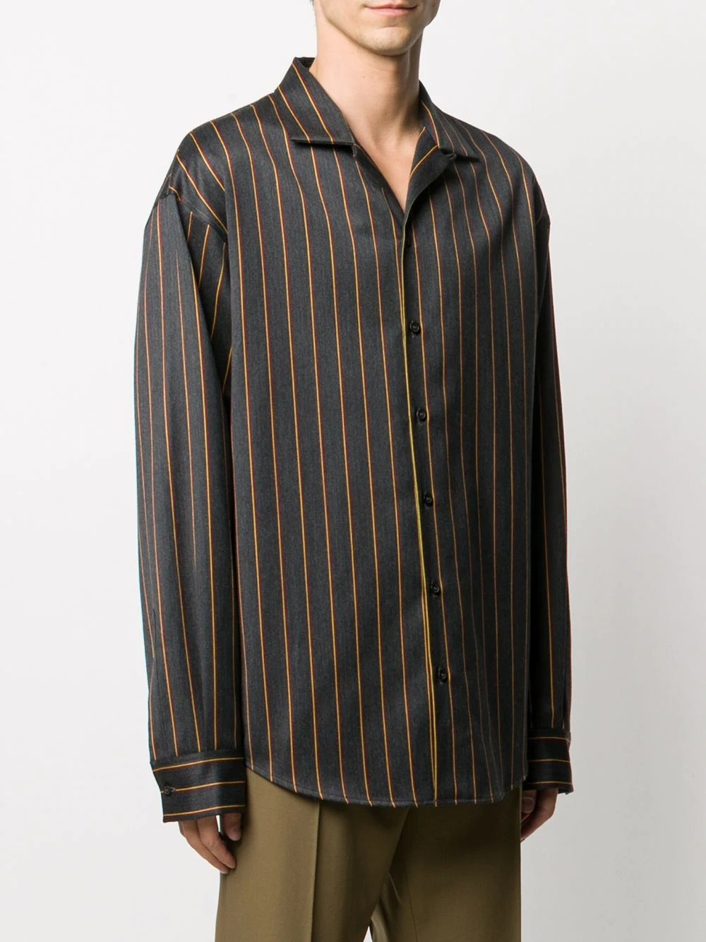 stripe-pattern buttoned shirt - 3