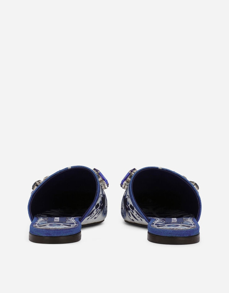 Dolce & Gabbana Majolica-print brocade mules with embroidery outlook