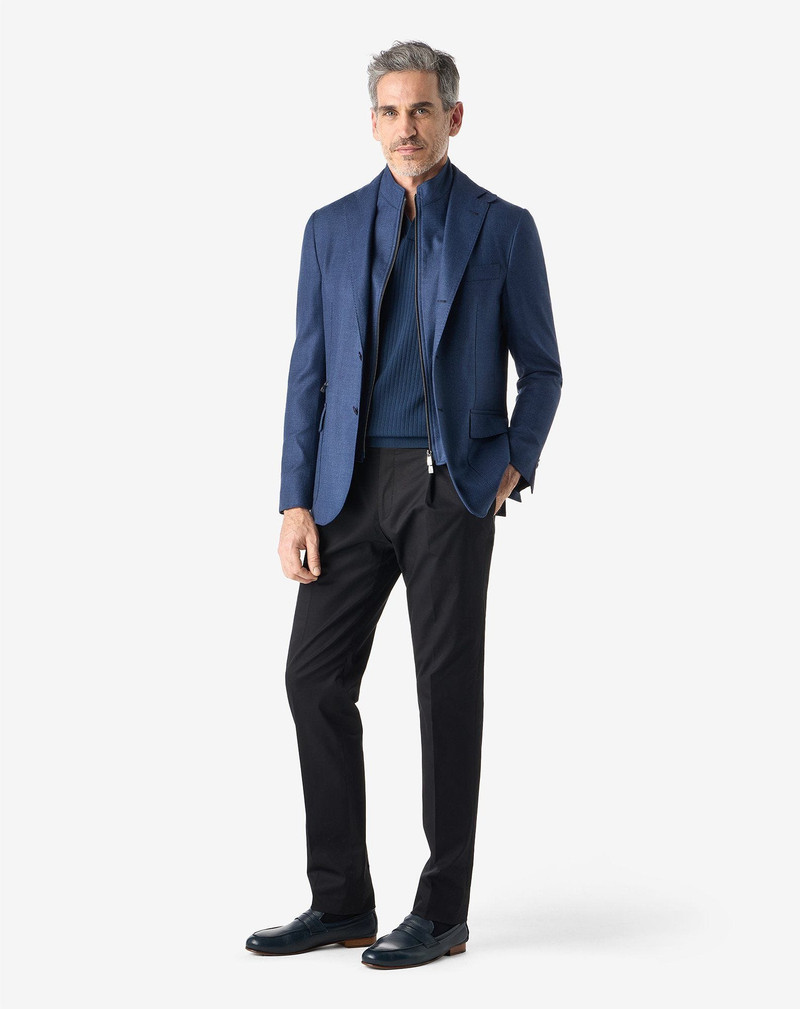 CORNELIANI Black one-pleat stretch cotton gabardine trousers outlook