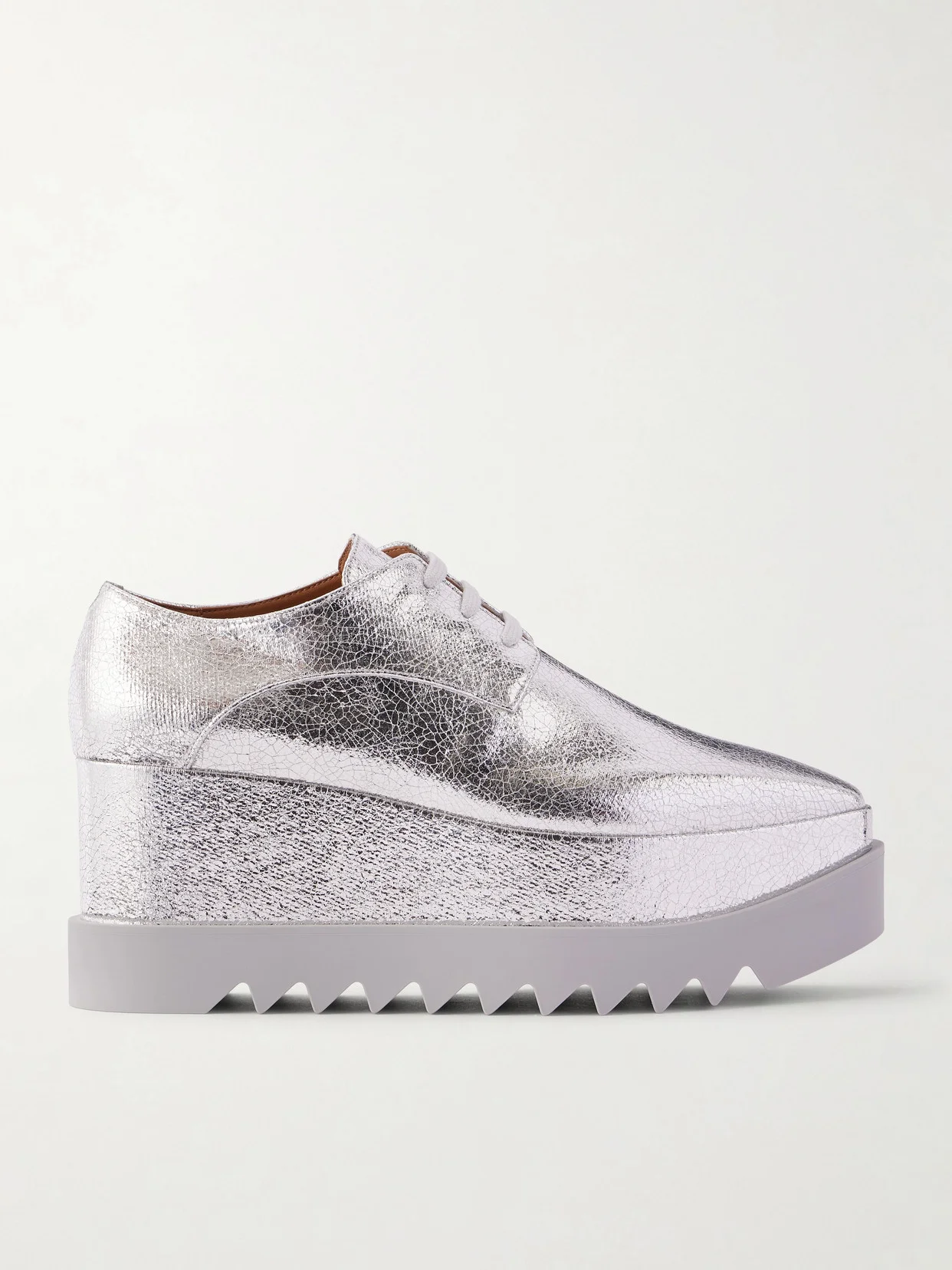 Elyse Woven Metallic Vegetarian Leather Platform Brogues - 1