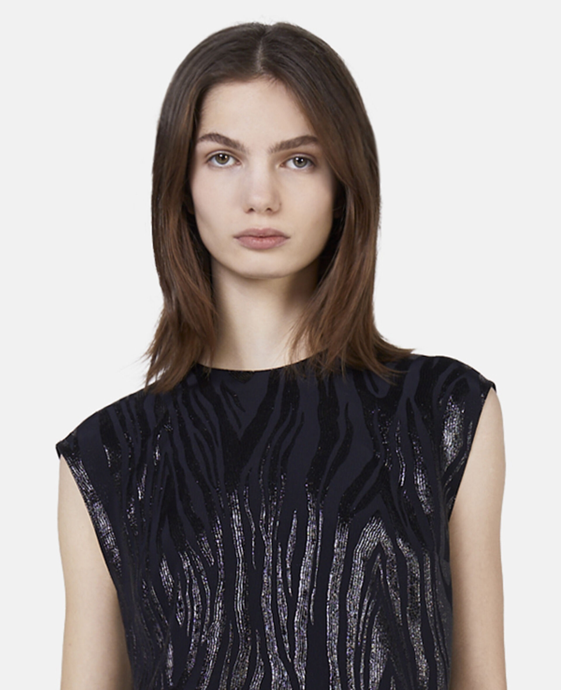 Woodgrain Print Lurex Tank Top - 4
