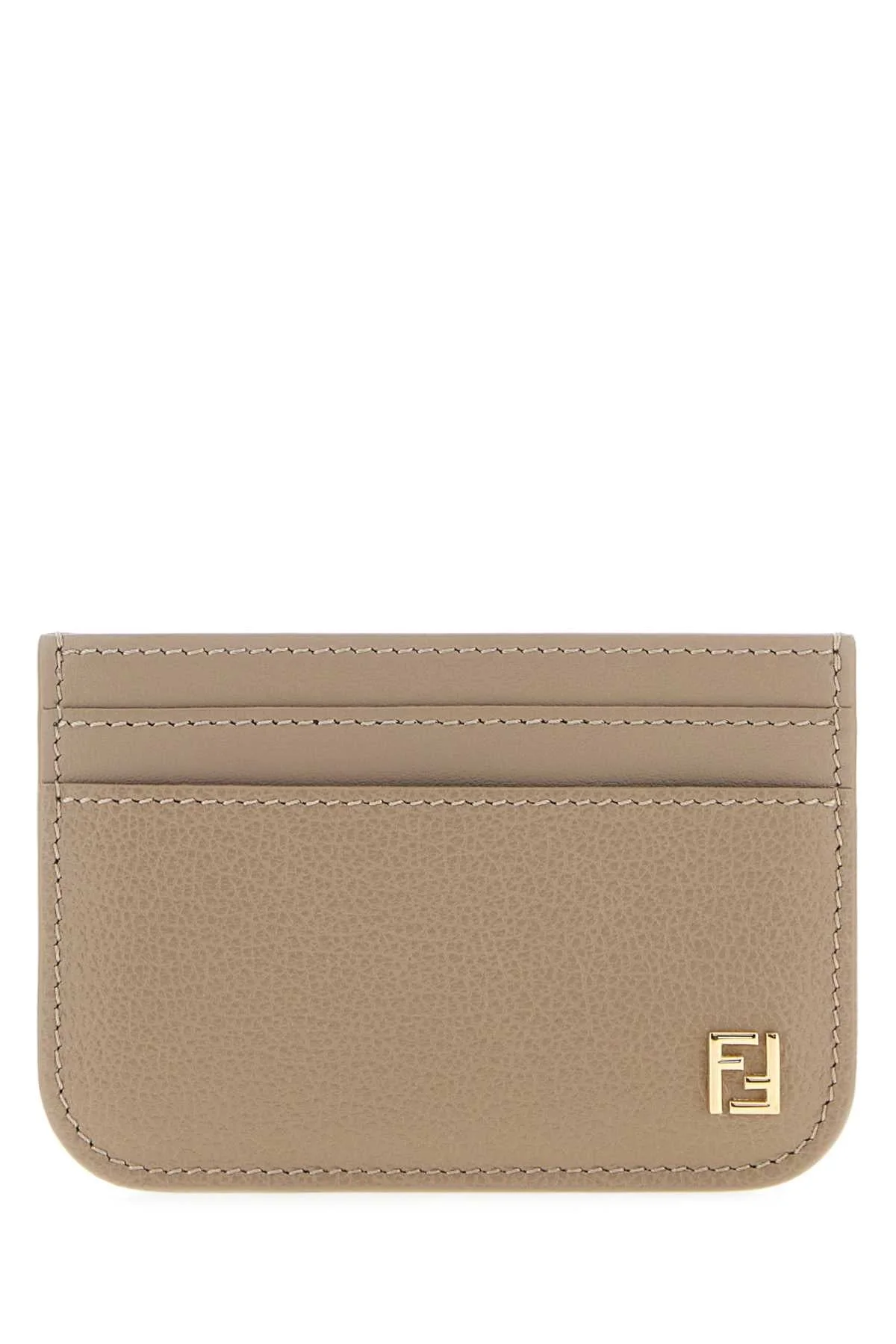 Fendi Women Dove Grey Leather Ff Card Holder - 1